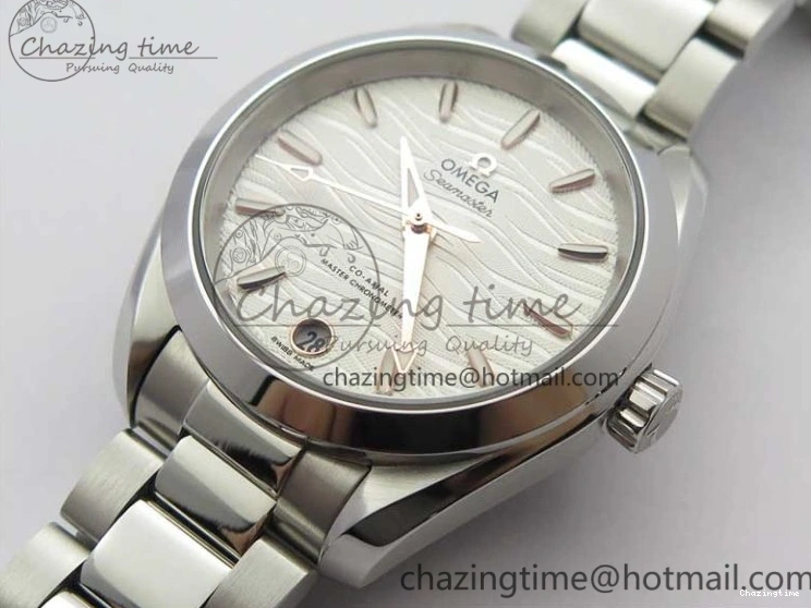 0121 Aqua Terra 150M 34mm Ladies SS VSF 1:1 Best Edition White Wave Dial RG Markers on SS Bracelet A WellDesigned 7928